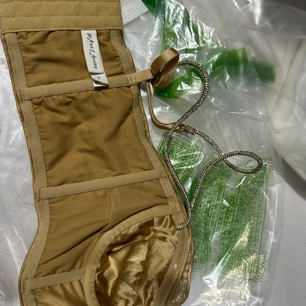 For Love & Lemons Glitter Grid Bustier Top in Gold NWOT Size S - Picture 8 of 10